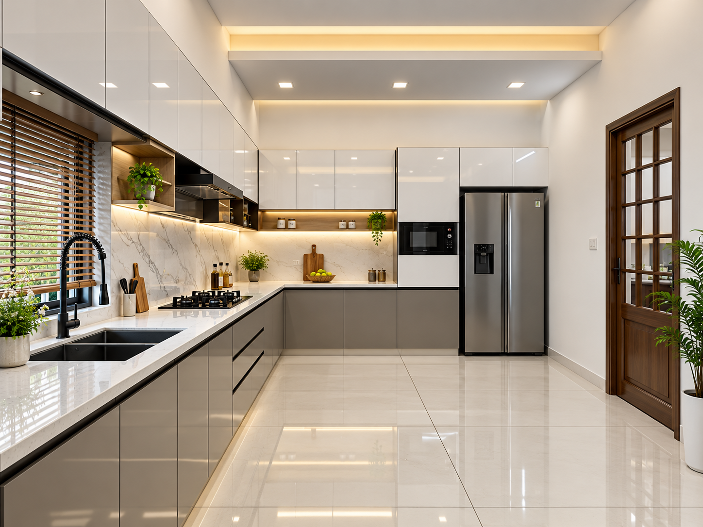 Premium modular kitchen with countertop and cabinets